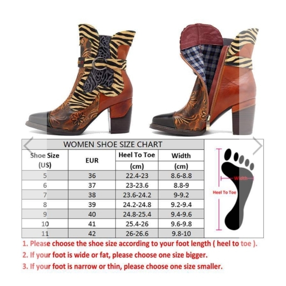 Trubelle Boho Handcrafted Leather & Tiger Print Booties Size 10 - Picture 11 of 16